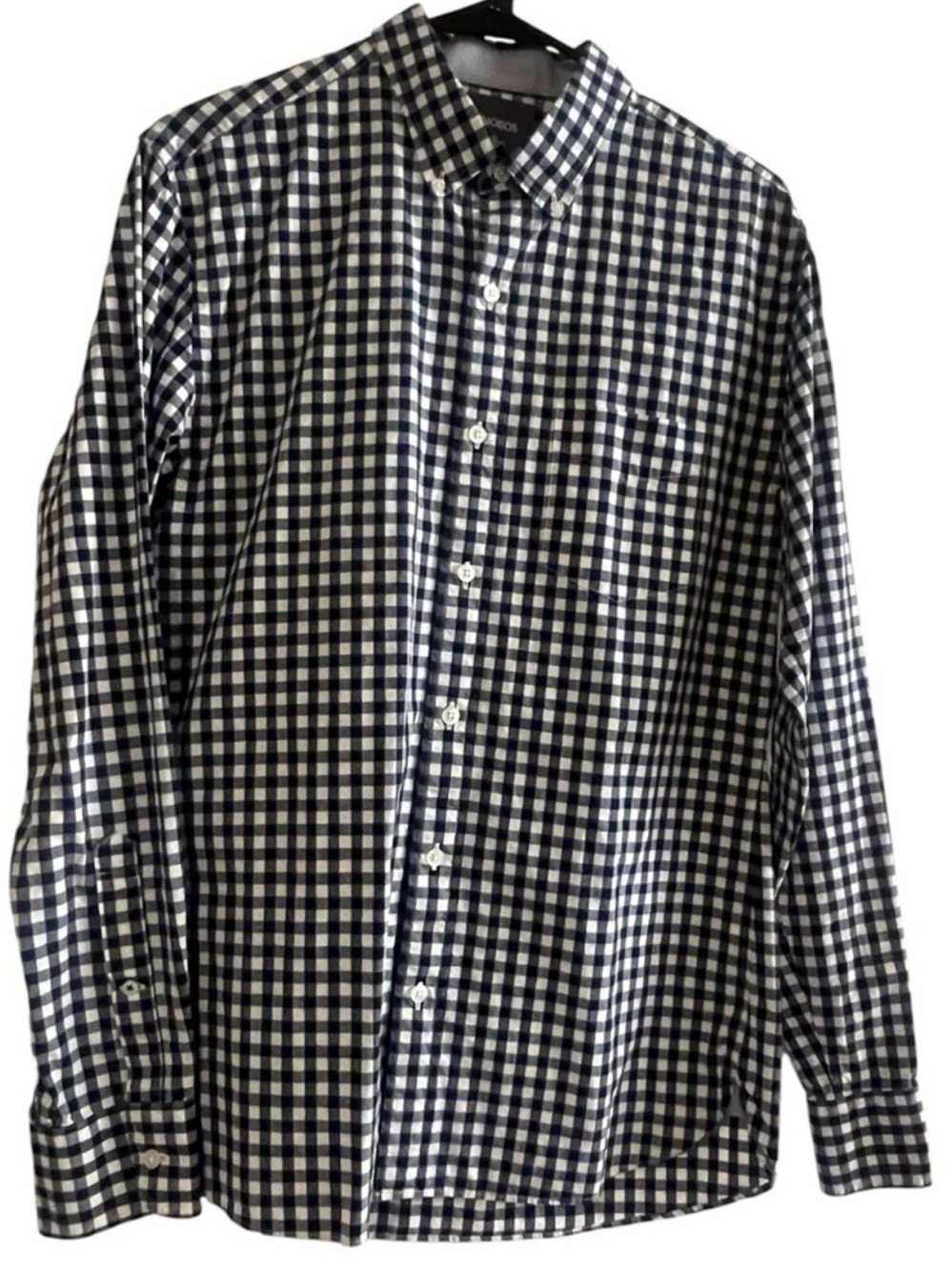 Bonobos Navy and White Gingham Button-Down Shirt - Size Medium